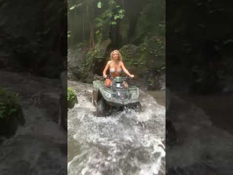 HANNAH PALMER rides an ATV through a waterfall in Bali Part 2 #shorts