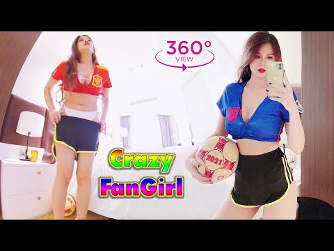 VR360 – LookBook |  Beautiful girl fan changing football uniform EURO 2020