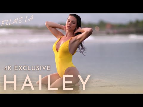 Swimsuit Model Hailey Rayk Playing Around the Beach