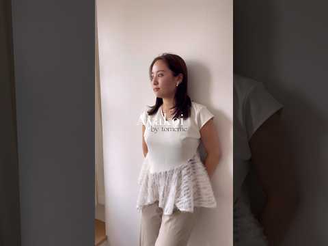 チュールがポイントな美シルエットペプラムトップス🤍✨ #ootd